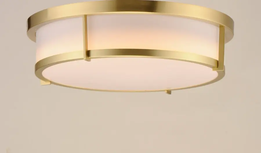 Rogue E26 Three Light Flush Mount in Satin Brass - Image 3