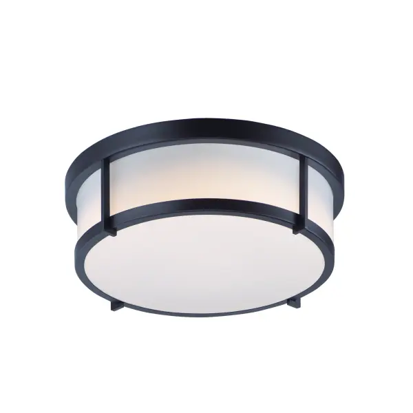 A steel framed acrylic shade transitional flush mount available in a variety of finishes and sizes. Featuring easy accessibility to the shade after installation, the locking mechanism that shade's frame rests on top of making removal quick for keeping clean and replacing lamps over its lifetime. For those who prefer not to re-lamp, an LED option enhances the fixture by evenly dispersing the light across the shade, and it includes additional options made for light commercial applications. This includes an emergency backup battery and range voltage inputs. Available in your choice of Satin Nickel, Satin Brass, and Black and two shade sizes.