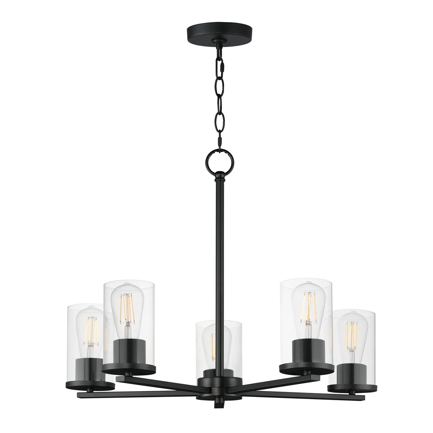 Lateral 5-Light Linear Chandelier in Black