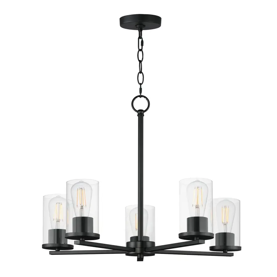 Lateral 5-Light Linear Chandelier in Black