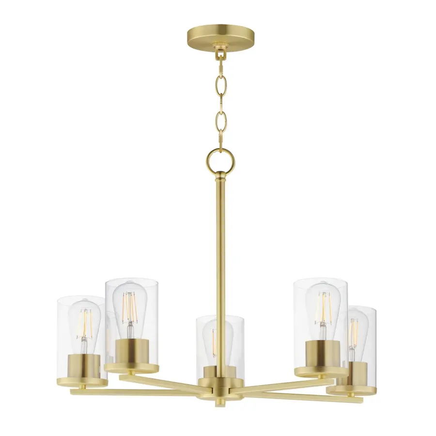 Lateral Five Light Chandelier in Satin Brass