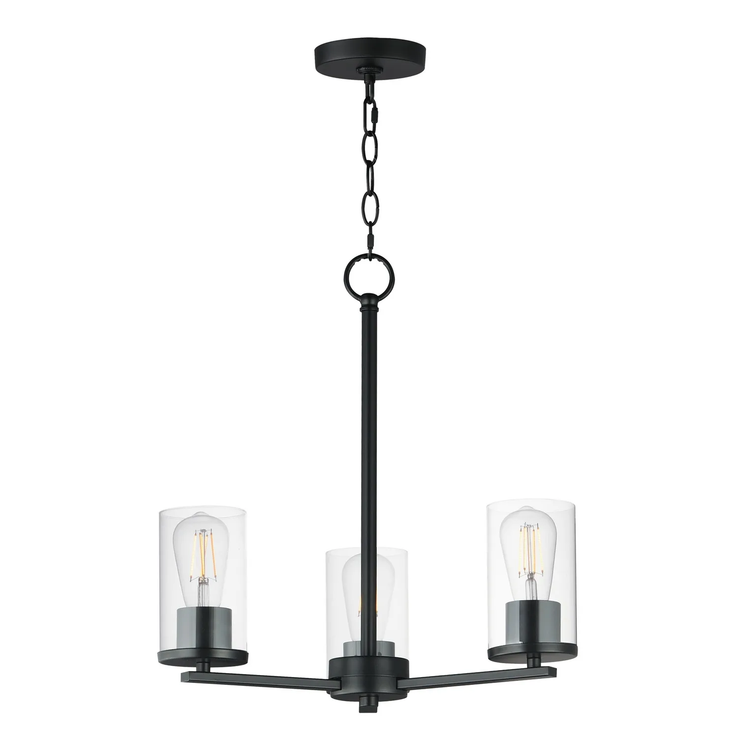 Lateral Three Light Chandelier in Black
