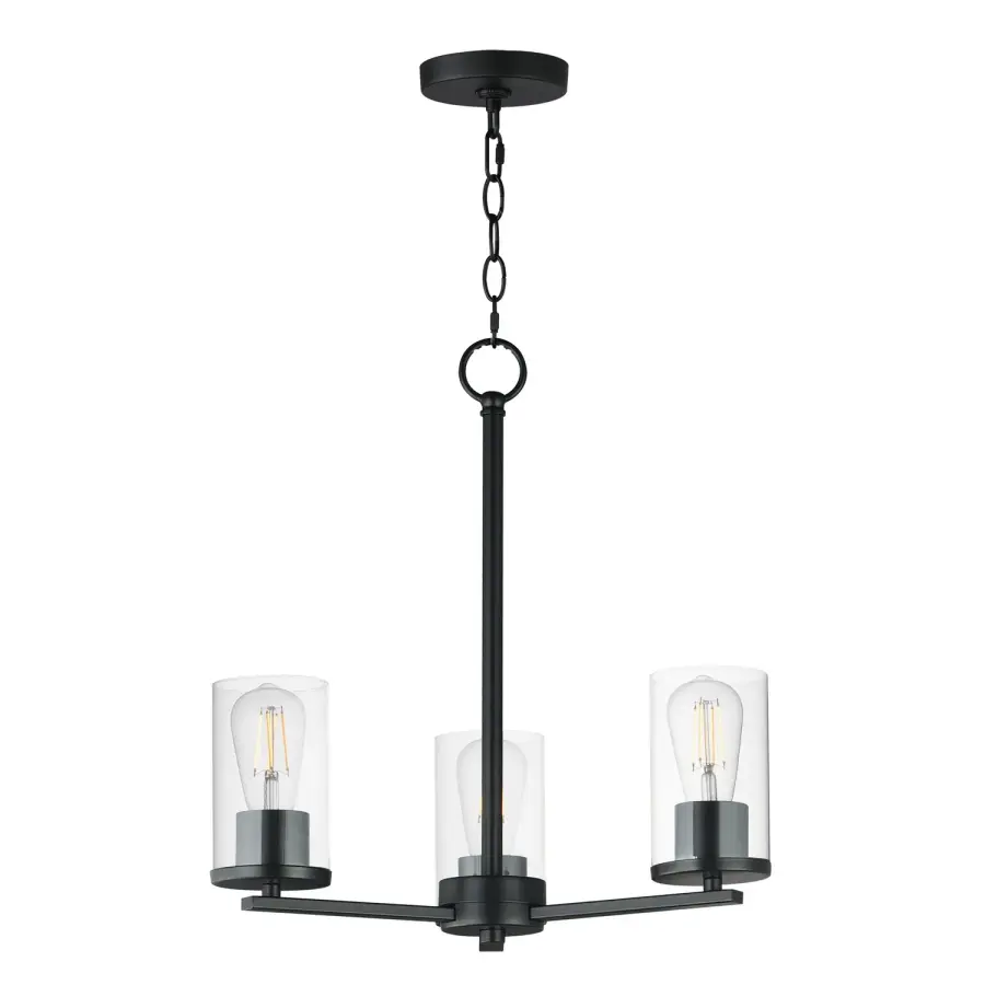 Lateral 3-Light Chandelier in Black