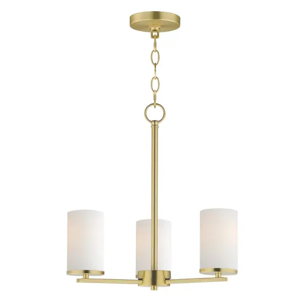 Lateral 3-Light Chandelier in Satin Brass