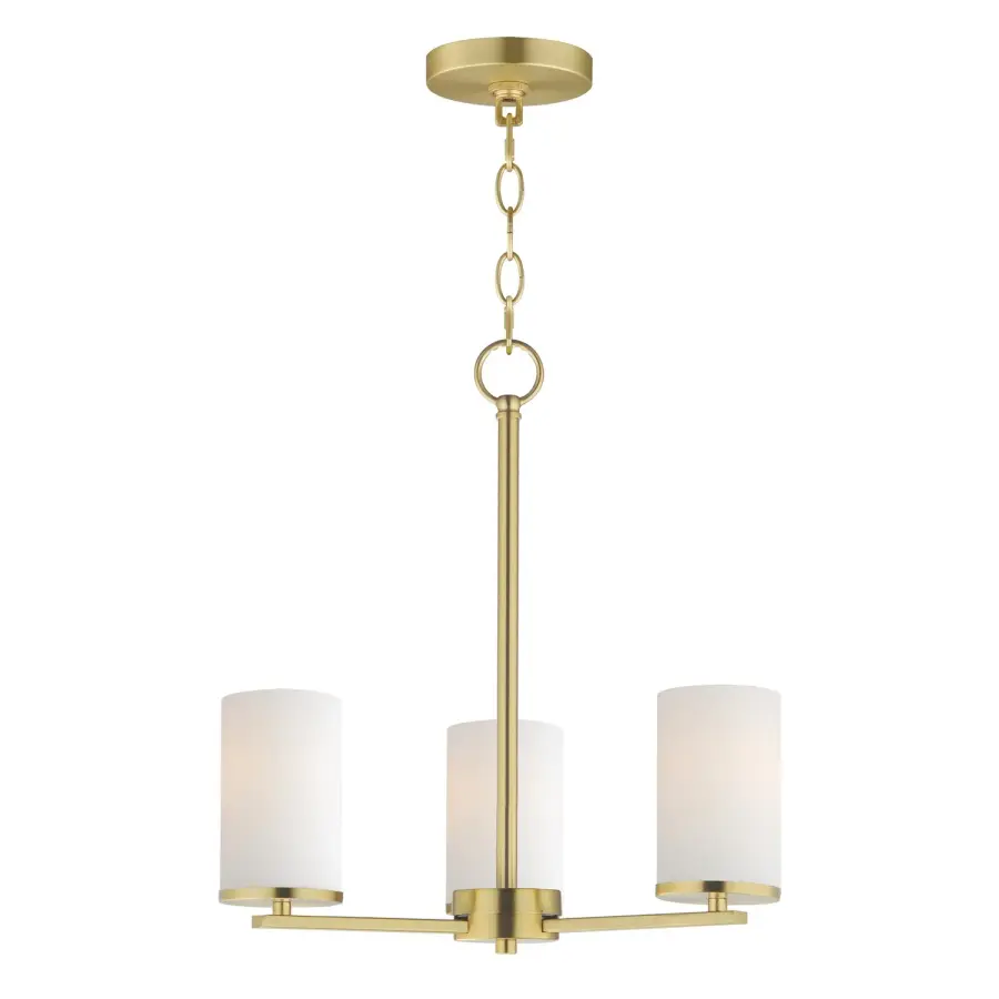 Lateral 3-Light Chandelier in Satin Brass