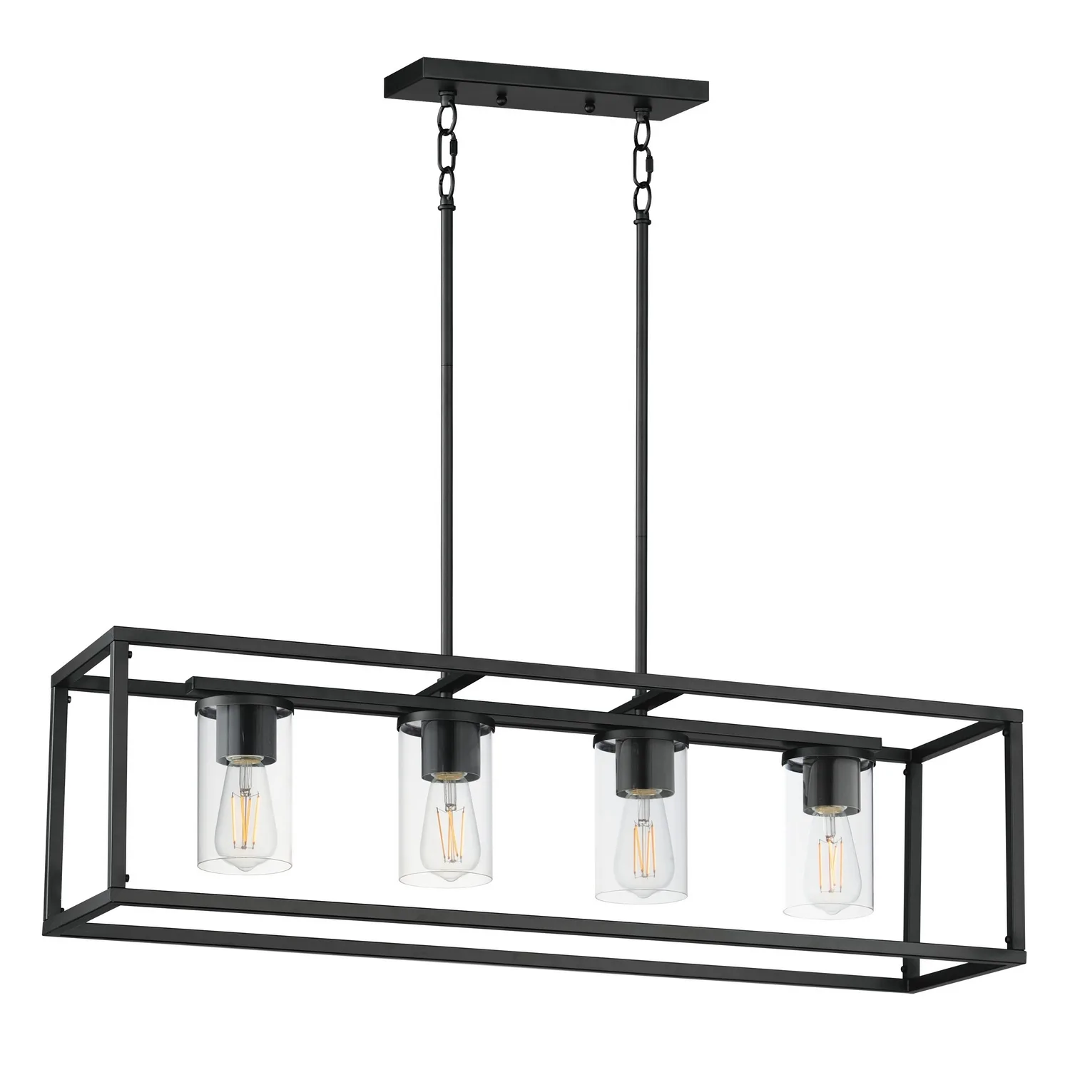 Lateral Four Light Linear Pendant in Black