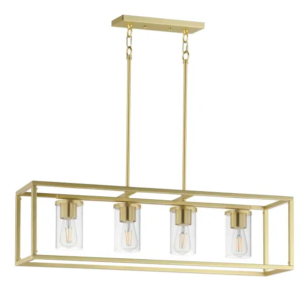 Lateral Four Light Linear Pendant in Satin Brass