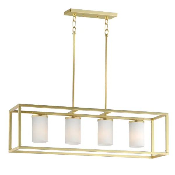 Lateral Four Light Linear Pendant in Satin Brass - Image 1