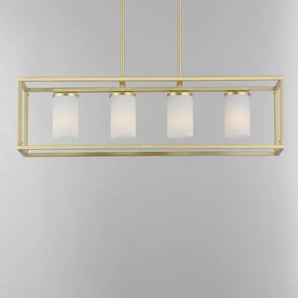 Lateral Four Light Linear Pendant in Satin Brass - Image 2