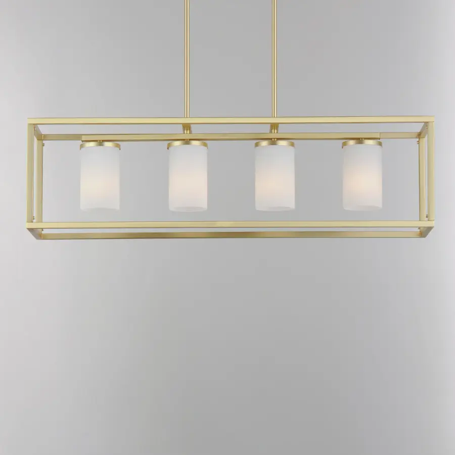Lateral Four Light Linear Pendant in Satin Brass - Image 2