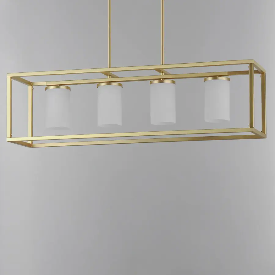 Lateral Four Light Linear Pendant in Satin Brass - Image 3