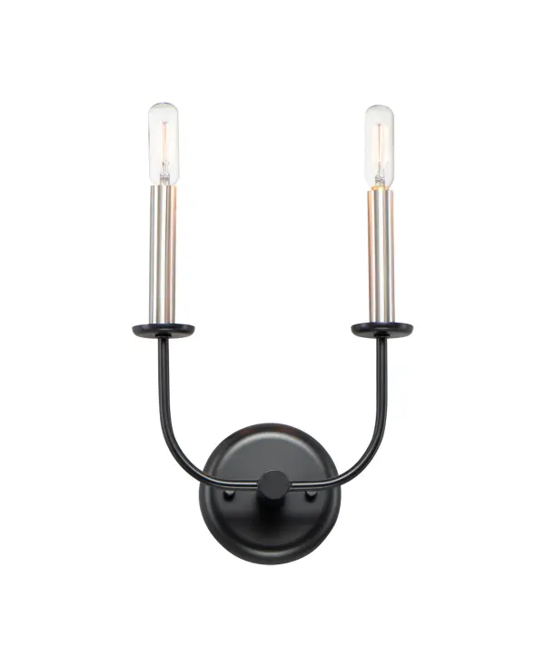 Arms sweep upward from an adjustable collector to create a minimal yet stately design.  Available in Black, Satin Brass, and Satin Nickel, this collection provides a transitional look for a variety of settings.