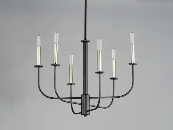 Arms sweep upward from an adjustable collector to create a minimal yet stately design.  Available in Black, Satin Brass, and Satin Nickel, this collection provides a transitional look for a variety of settings. - alternate view