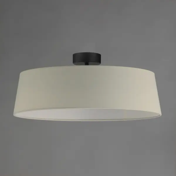 Truncated tapered cones of linen shades diffuse light from an LED ring within them. The LED lighting offers ample illumination that is softly diffused behind the shade. A two-pronged fork detail supports the ring within further modernizing this transitional look. Available in Natural Aged Brass with an Off-White Linen shade or Matte Black with a White Linen shade, these pieces conveniently coordinate with most interiors. - alternate view