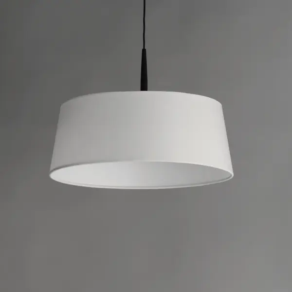 Truncated tapered cones of linen shades diffuse light from an LED ring within them. The LED lighting offers ample illumination that is softly diffused behind the shade. A two-pronged fork detail supports the ring within further modernizing this transitional look. Available in Natural Aged Brass with an Off-White Linen shade or Matte Black with a White Linen shade, these pieces conveniently coordinate with most interiors. Collection: Paramount Finish: Black Width: 16.00" Height: 11.00" Length: 16.00" Weight: 2.53 lb Wire: 120" Canopy: 4.75"x4.75"x1.5" Bulbs Included Number of Bulbs: 1 Maximum Wattage: 19.50 W Bulb Type: LED Bulb Base: Integrated Light Source: LED Light Output: 880.00 lm Color Temperature: 3000 K CRI: 90 Rated Average Life: 50000 Voltage: 120.00 V Material: Steel, Linen Safety Listing: cETLus Safety Rating: Dry LED Spec Sheet Instructions - alternate view