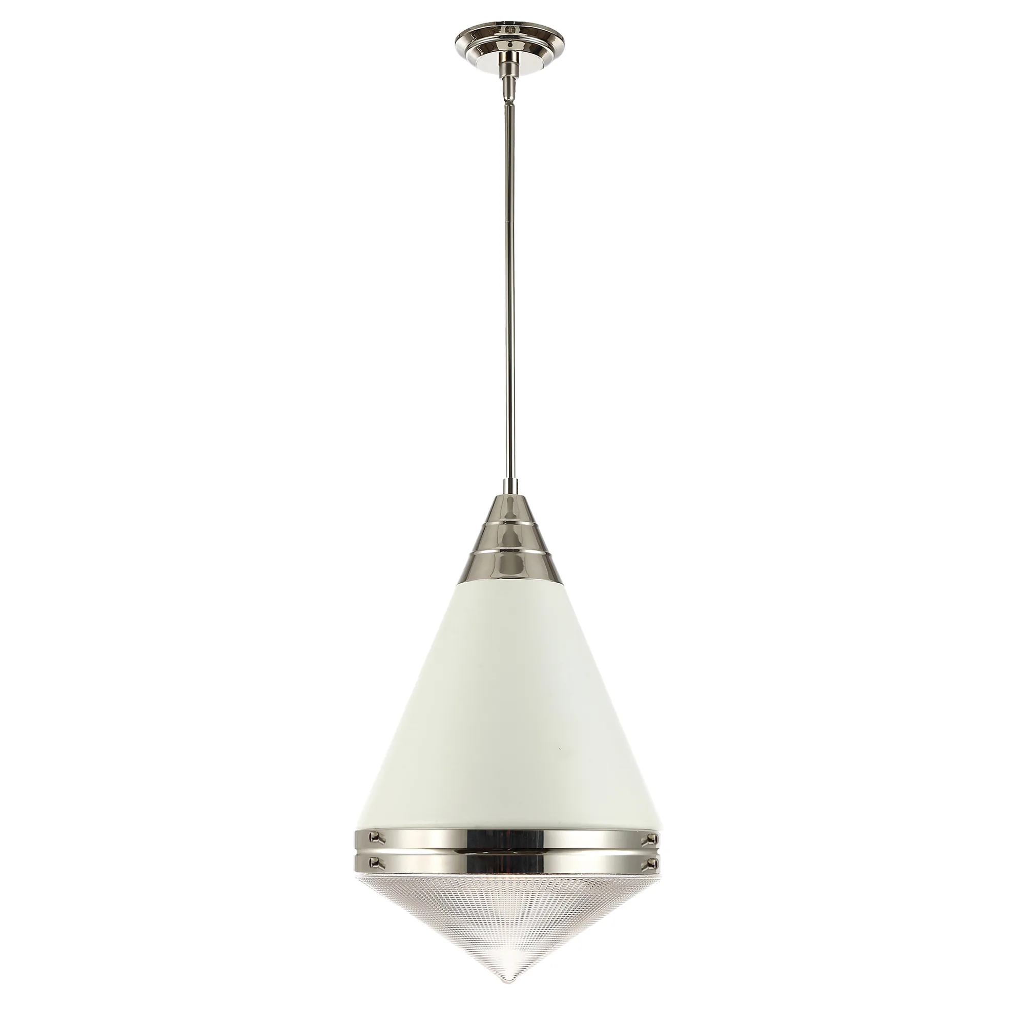 Hargreaves One Light Pendant in White / Polished Nickel