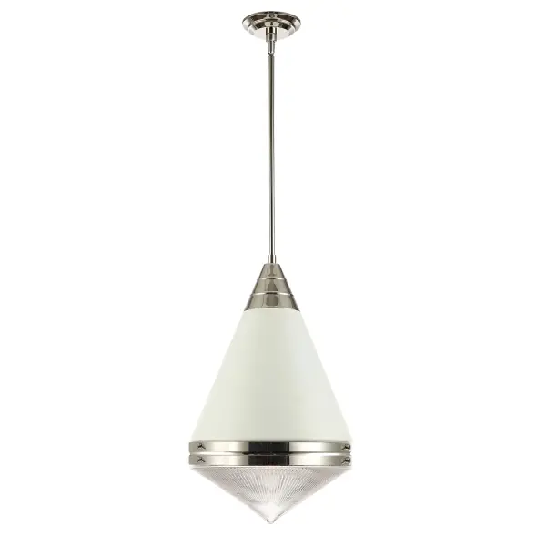 Hargreaves One Light Pendant in White / Polished Nickel - Image 1