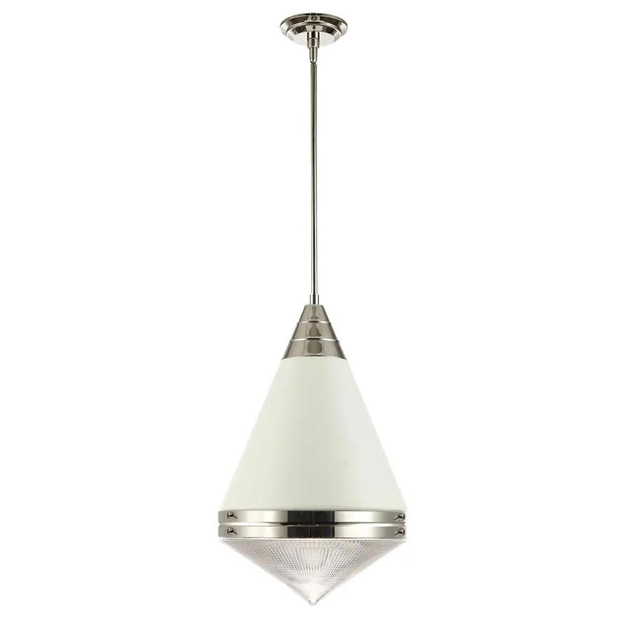 Hargreaves One Light Pendant in White / Polished Nickel - Image 1