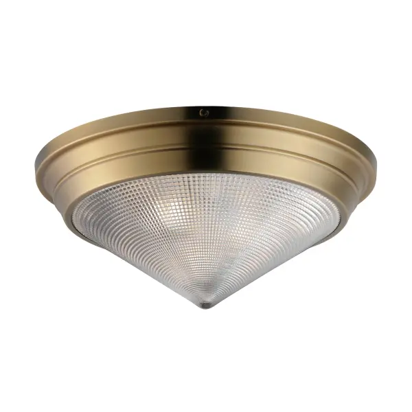 Hargreaves Three Light Flush Mount in Natural Aged Brass - Image 1