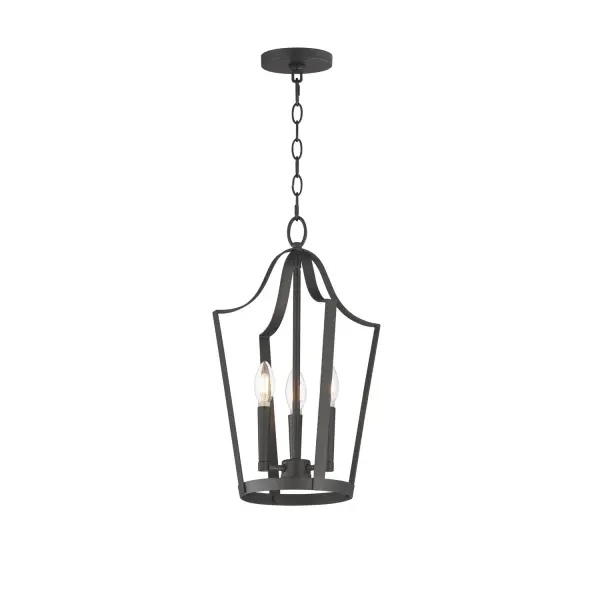 Collection: Arden Finish: Black Width: 12.00" Height: 19.50" Length: 12.00" Weight: 5.50 lb Chain: 36" Wire: 120" Canopy: 5"x5"x0.75" Number of Bulbs: 3 Maximum Wattage: 60.00 W Bulb Base: E12 Candelabra Light Source: Incandescent Voltage: 120.00 V Material: Steel Safety Listing: cETLus Manufacturer Warranty: 3 Spec Sheet