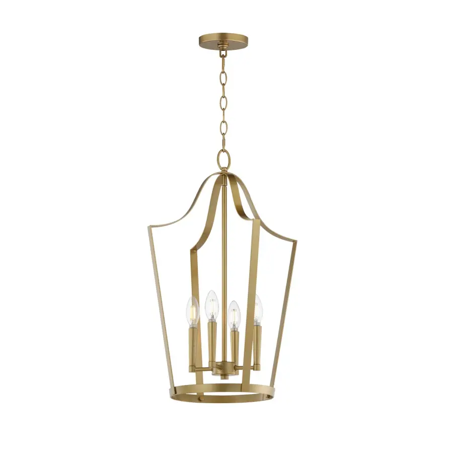 Arden Four Light Pendant in Natural Aged Brass