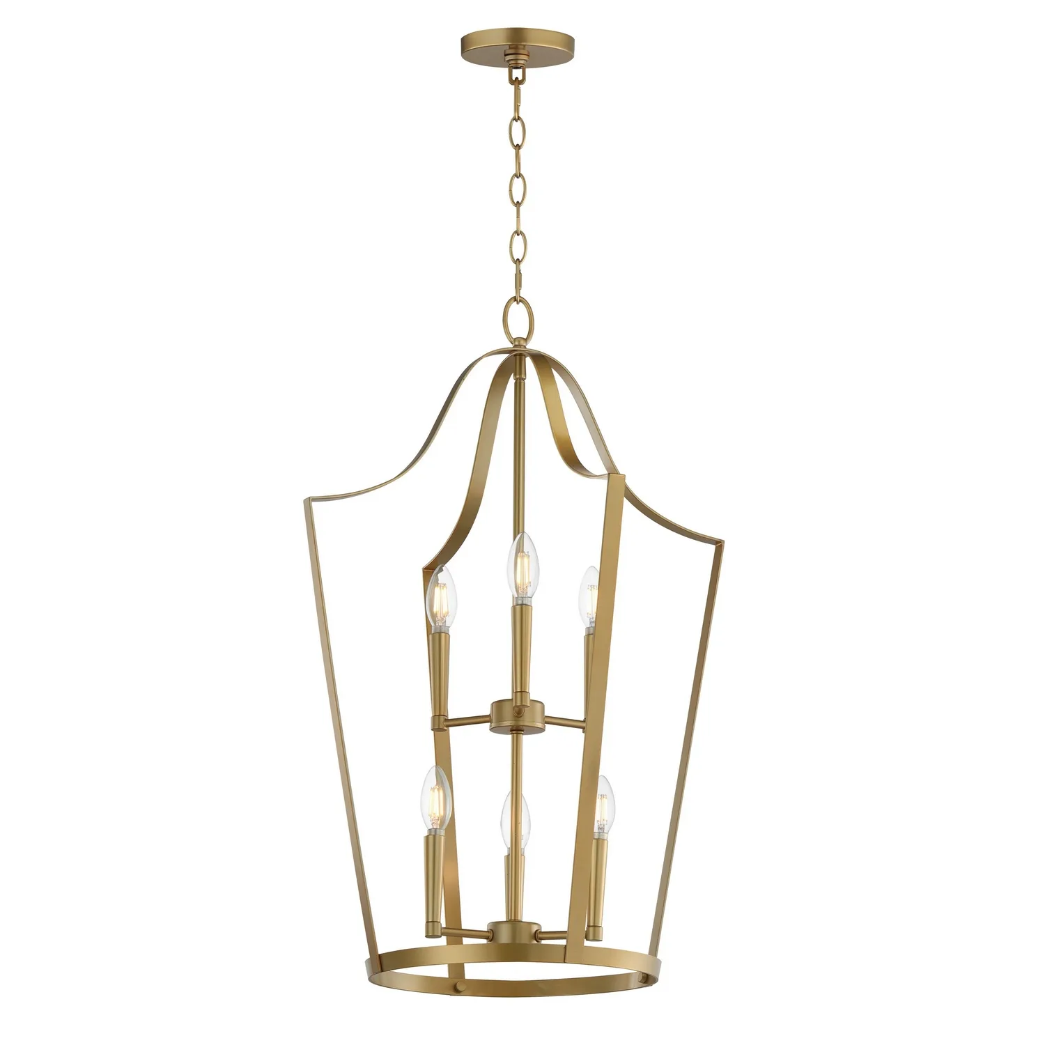 Arden Six Light Pendant in Natural Aged Brass