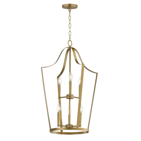 Collection: Arden Finish: Natural Aged Brass Width: 20.00" Height: 30.25" Length: 20.00" Weight: 8.51 lb Chain: 72" Wire: 180" Canopy: 5"x5"x0.75" Number of Bulbs: 6 Maximum Wattage: 60.00 W Bulb Base: E12 Candelabra Light Source: Incandescent Voltage: 120.00 V Material: Steel Safety Listing: cETLus Manufacturer Warranty: 3 Spec Sheet