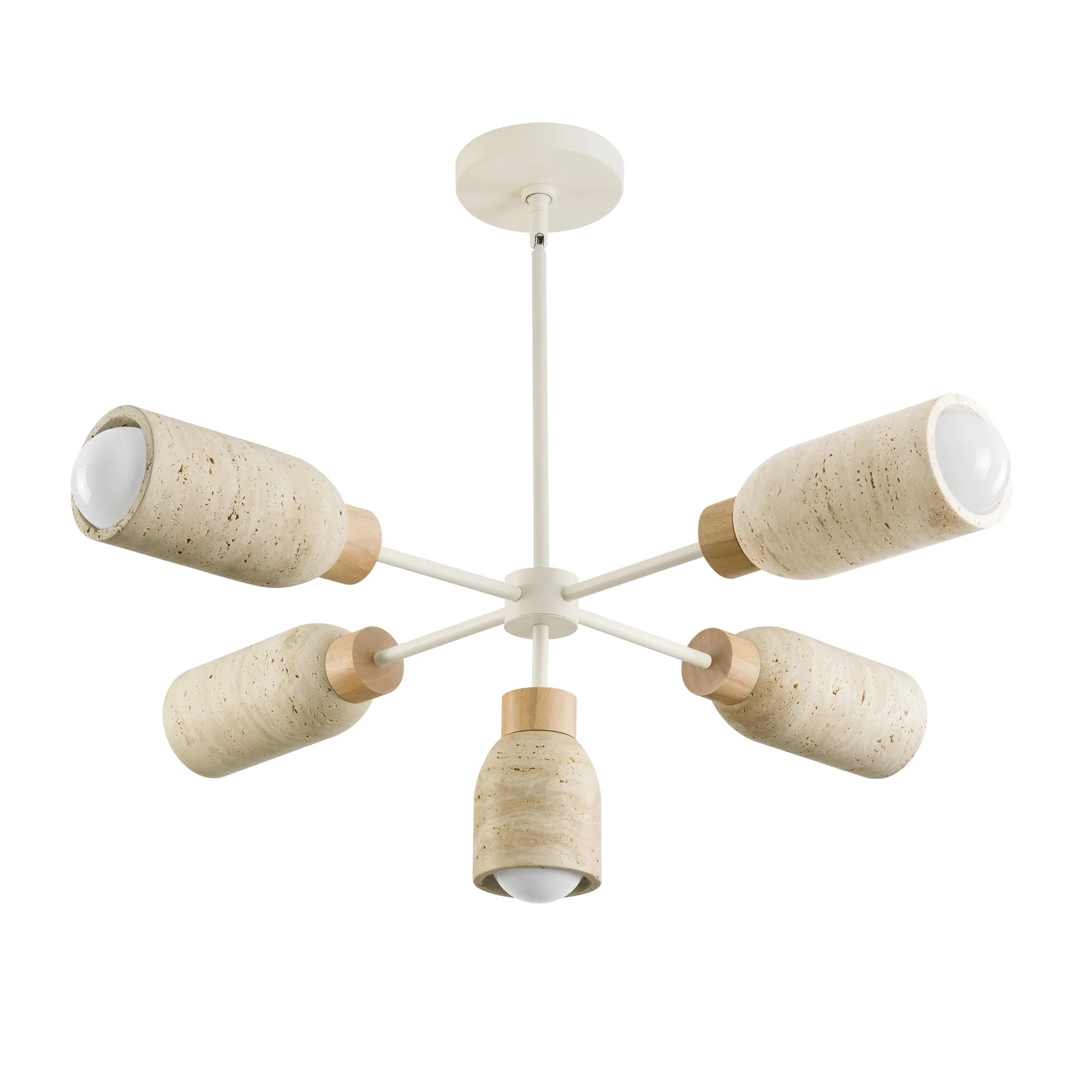 Pompeii Five Light Pendant in Travertine / Oyster