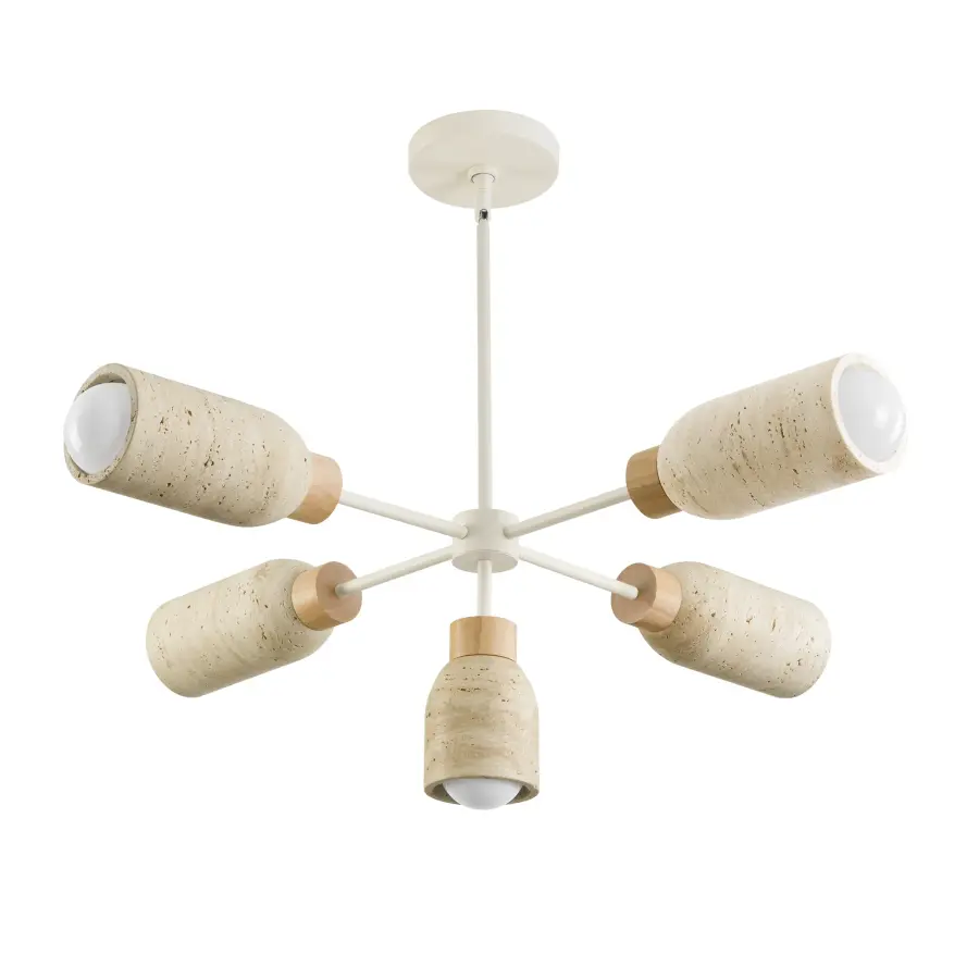 Pompeii Five Light Linear Pendant in Travertine & Oyster - Image 1