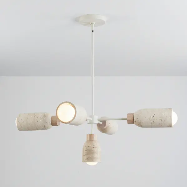 Pompeii Five Light Linear Pendant in Travertine & Oyster - Image 2