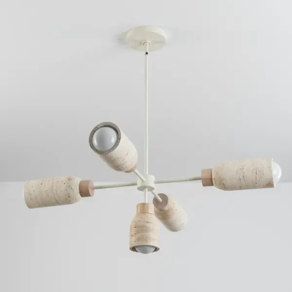 Pompeii Five Light Linear Pendant in Travertine & Oyster - Image 3