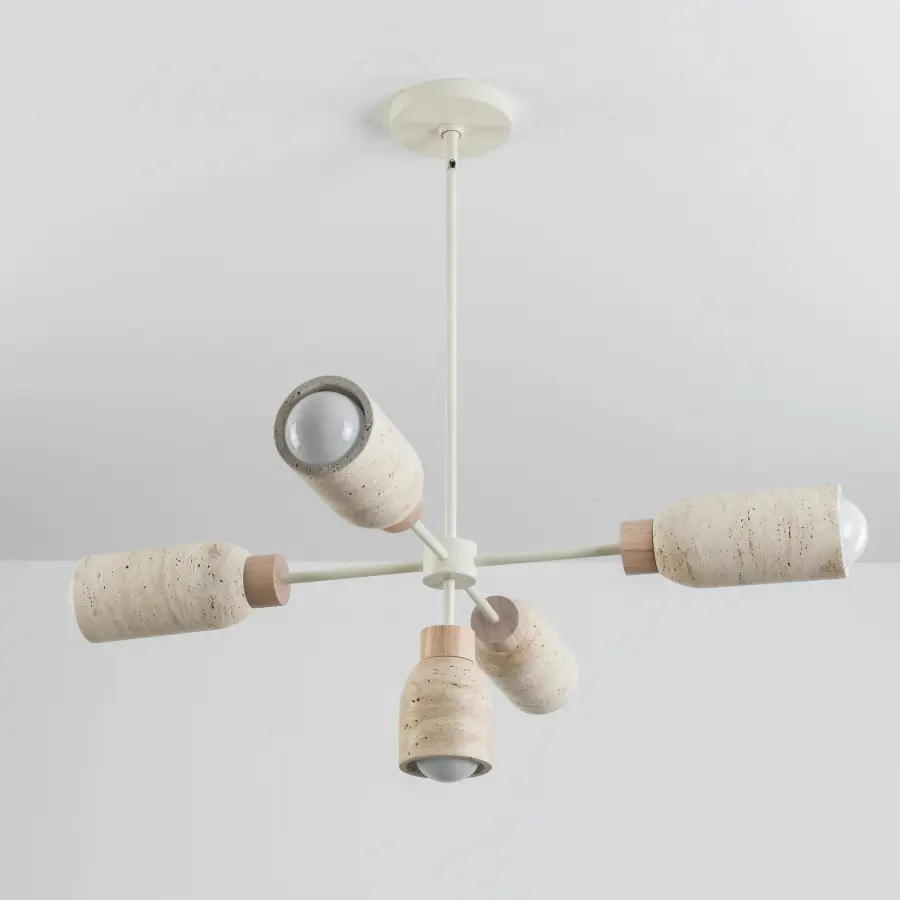 Pompeii Five Light Linear Pendant in Travertine & Oyster - Image 3