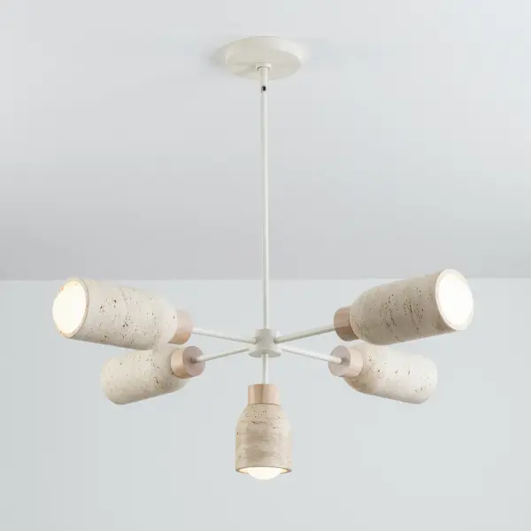 Pompeii Five Light Linear Pendant in Travertine & Oyster - Image 4