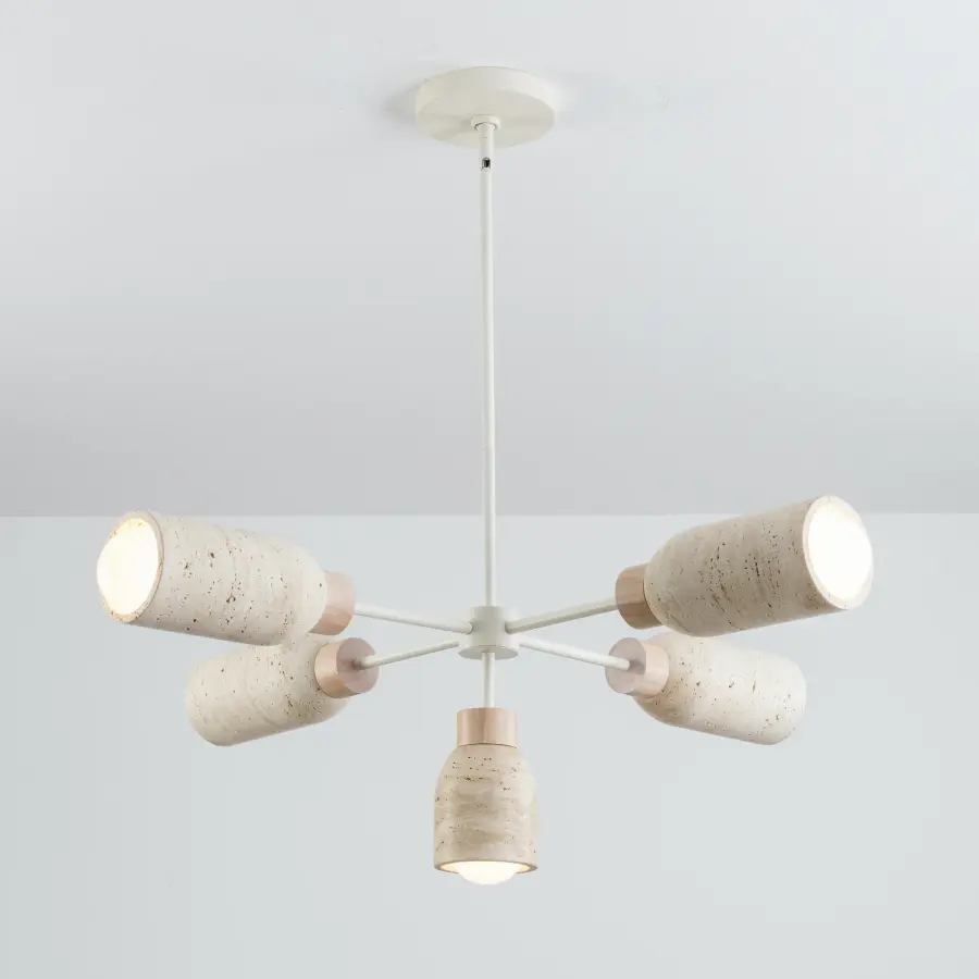 Pompeii Five Light Linear Pendant in Travertine & Oyster - Image 4