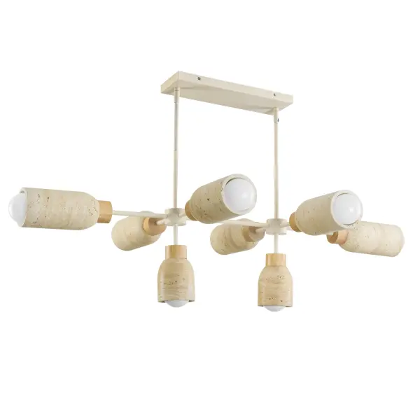 Pompeii Eight Light Linear Pendant in Travertine & Oyster - Image 1