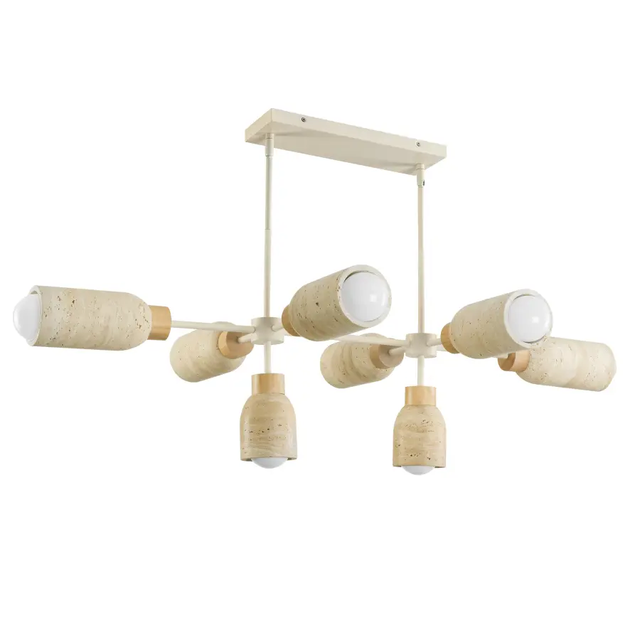 Pompeii Eight Light Linear Pendant in Travertine & Oyster - Image 1