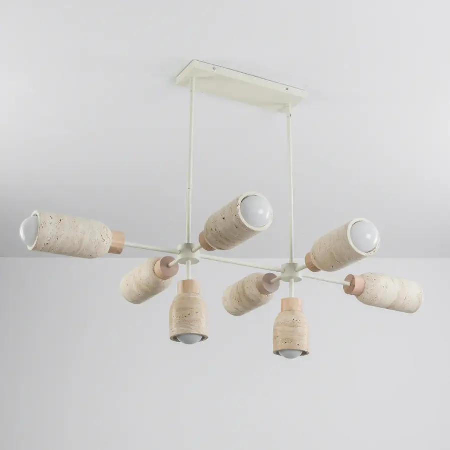 Pompeii Eight Light Linear Pendant in Travertine & Oyster - Image 2
