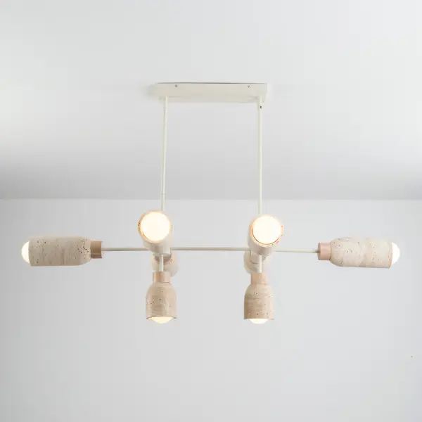 Pompeii Eight Light Linear Pendant in Travertine & Oyster - Image 3