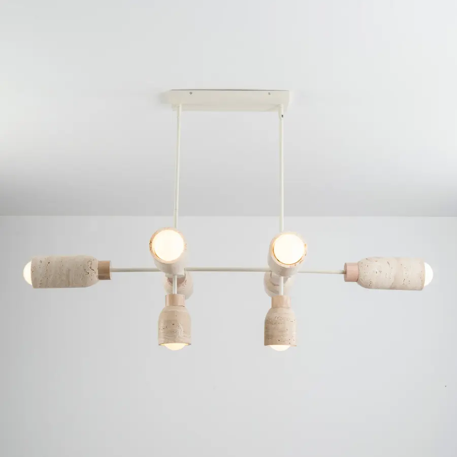 Pompeii Eight Light Linear Pendant in Travertine & Oyster - Image 3
