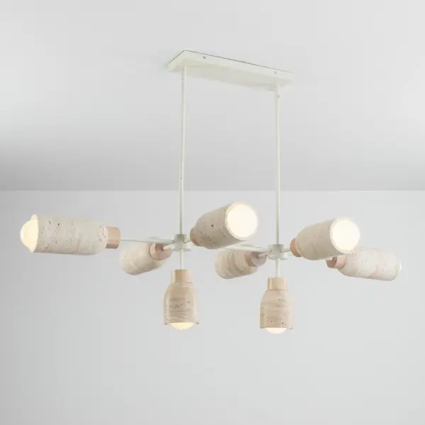 Pompeii Eight Light Linear Pendant in Travertine & Oyster - Image 4