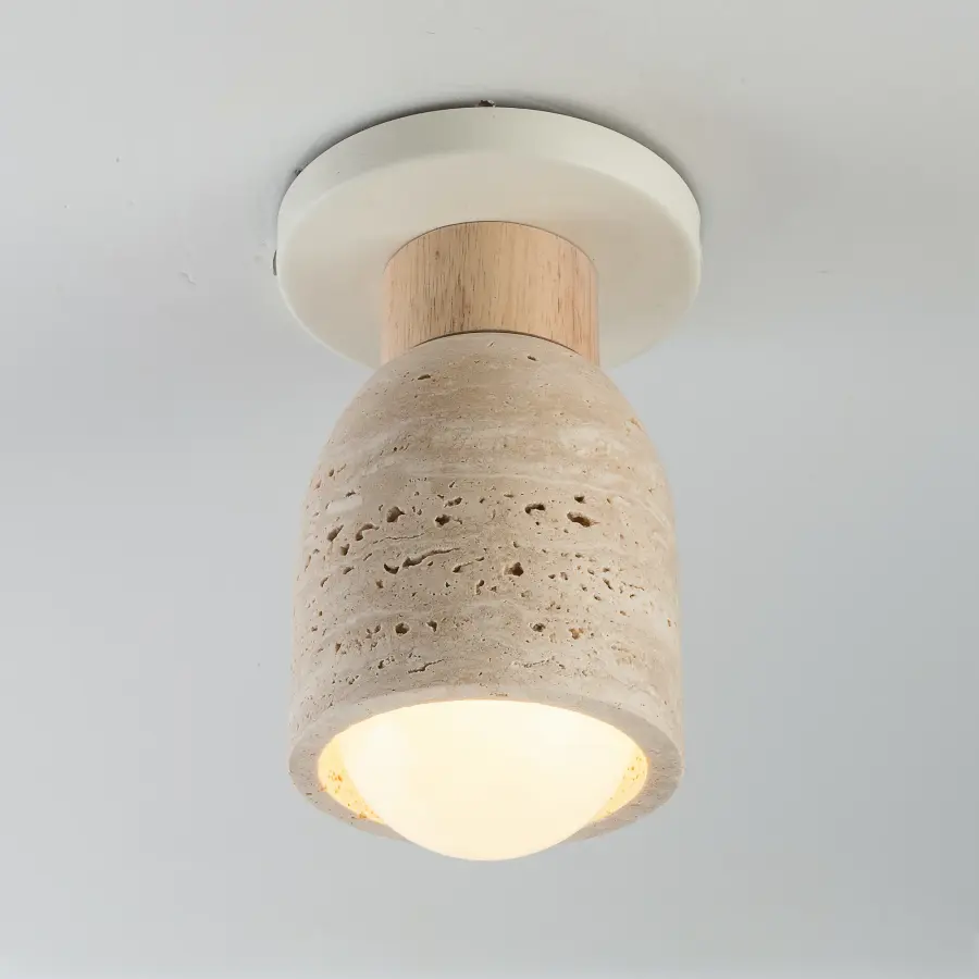 Pompeii One Light Flush Mount in Travertine / Oyster - Image 3