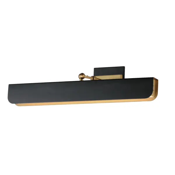 Tapered metal shades are finished in contrasting two-tones of Matte Black and Natural Aged Brass. Dedicated LED light sources cast even lighting across white polycarbonate diffusers. Available in two sizes of flush mount and a dual-plate picture light configuration, these collections provide ample lighting and energy efficient light sources.