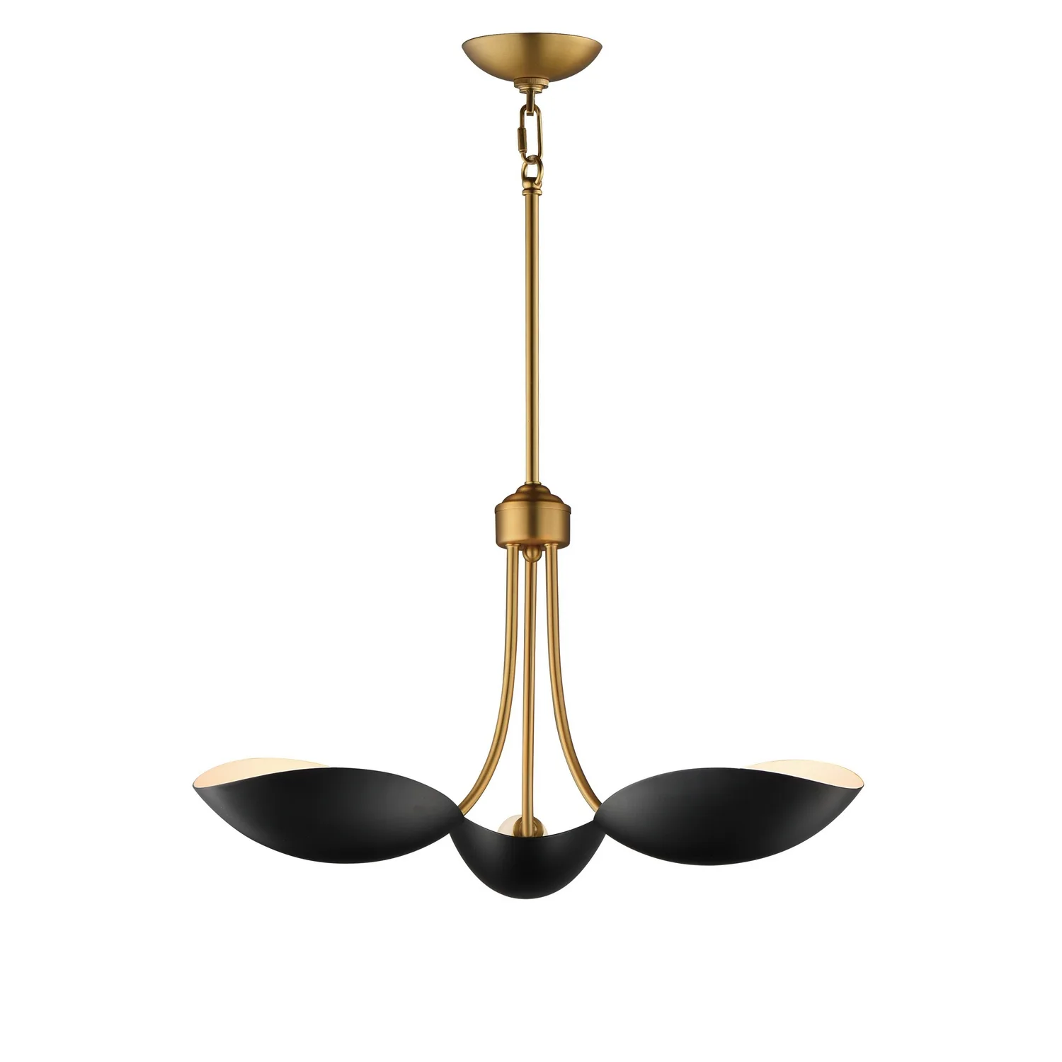 Maris Three Light Pendant in Black / Natural Aged Brass