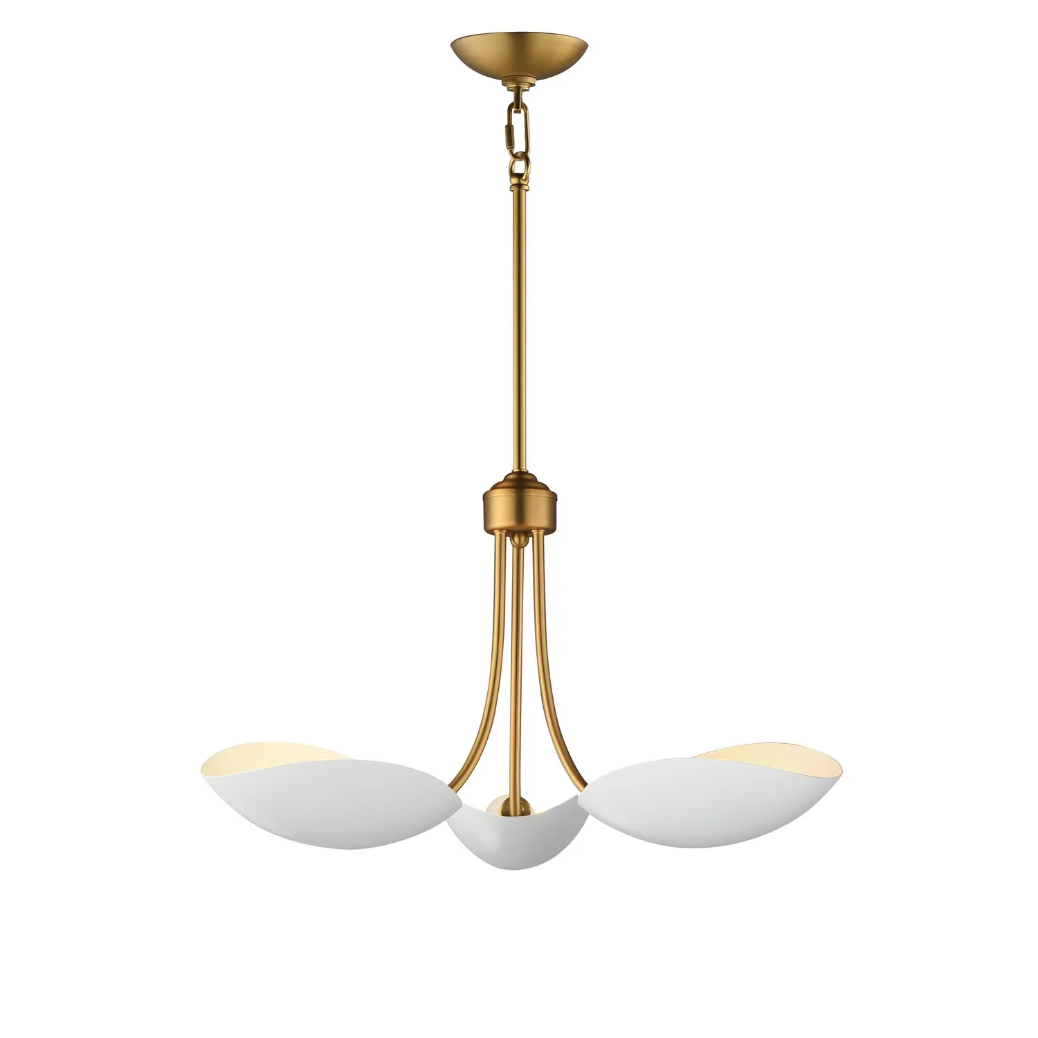 Maris Three Light Pendant in White/Natural Aged Brass