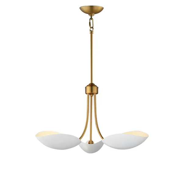 Maris Three Light Pendant in White/Natural Aged Brass