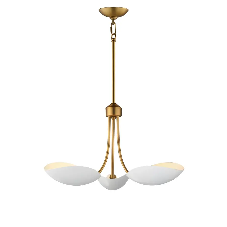 Maris Three Light Pendant in White/Natural Aged Brass