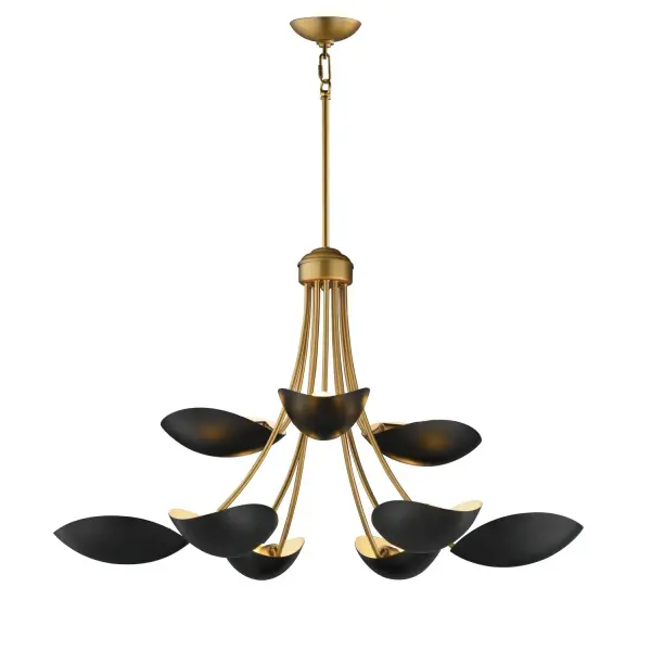 Maris 9-Light Chandelier in Black & Natural Aged Brass