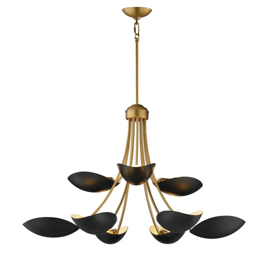 Maris 9-Light Chandelier in Black & Natural Aged Brass
