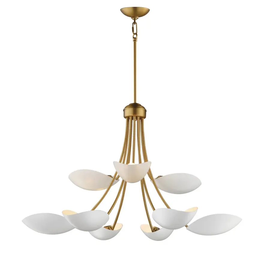 Maris 9-Light Chandelier in White/Natural Aged Brass