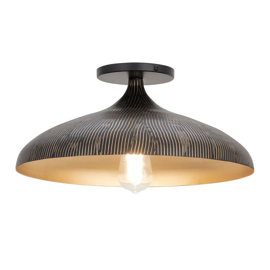 Fleur One Light Flush Mount in Black / Gold - Image 1